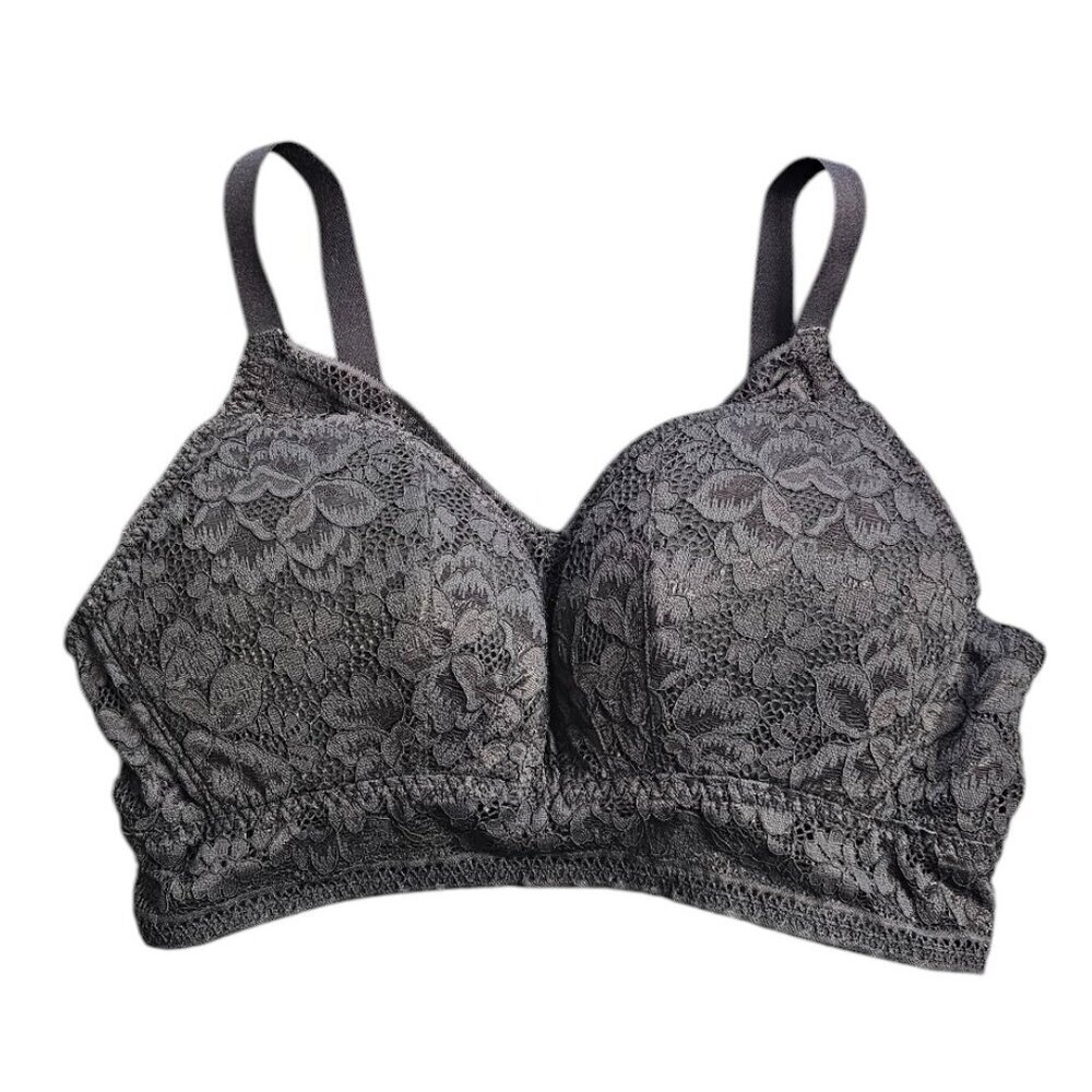 Knix Wireless Lace Bustier, Black, Size XL Fits Sizes 38A, 38B, 38C